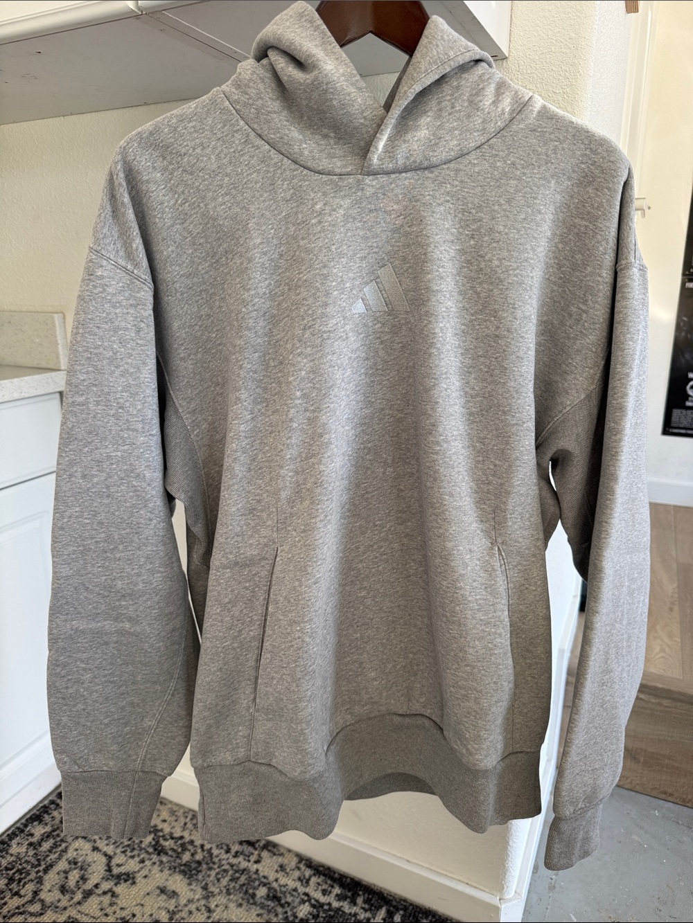 adidas Grey Pullover Hoodie with Subtle Logo